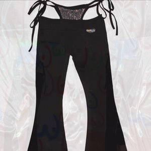 BLACK Omighty flared pants with g string style